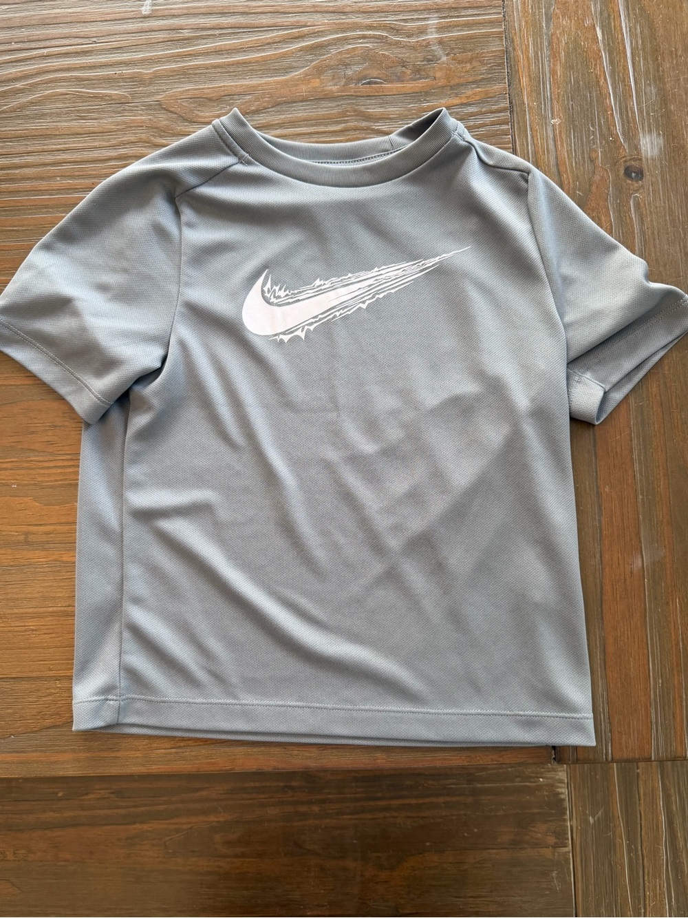 Nike Gray Short Sleeve Dri-FIT Tee with White Swoosh - Youth Size Small